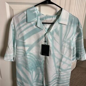 Bugatchi Mint Green Patterned Casual Button Down Shirt Size Men’s Small